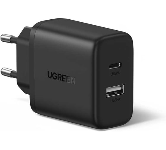 Сетевое зарядное устройство UGREEN X227 45302 20W USB-A+USB-C PD Charger EU. Цвет: черный 45302_