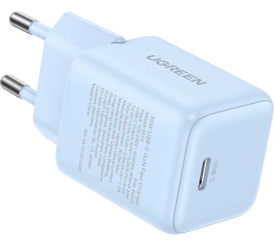 Сетевое зарядное устройство UGREEN X513 65010 30W USB-C GaN Fast Charger EU. Цвет: синий 65010_ 1