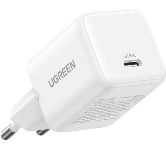 Сетевое зарядное устройство UGREEN X513 65013 30W USB-C GaN Fast Charger с кабелем USB-C-USB-C. Длина: 1м. Цвет: белый 65013_