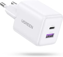 Сетевое зарядное устройство UGREEN X516 65015 30W 2-Port USB-CUSB-A GaN Fast Charger EU. Цвет: белый 65015_