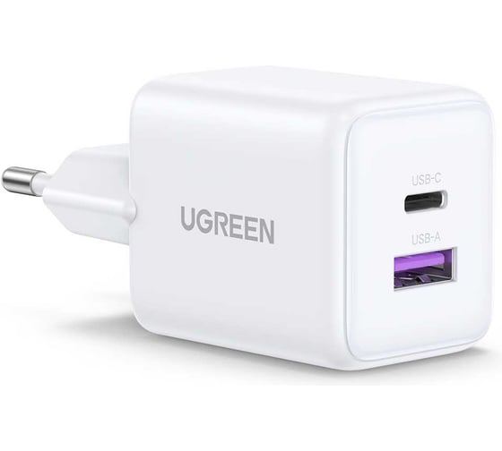 Сетевое зарядное устройство UGREEN X516 65015 30W 2-Port USB-CUSB-A GaN Fast Charger EU. Цвет: белый 65015_