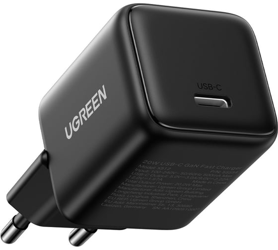 Сетевое зарядное устройство UGREEN X512 55553 Mini 20W USB-C GaN Fast Charger EU. Цвет: черный 55553_ 1