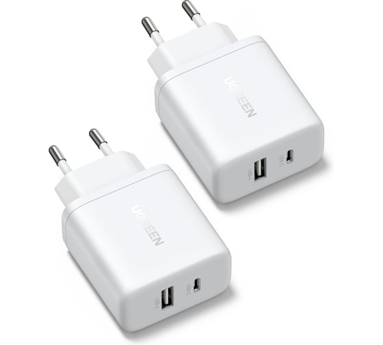 Сетевое зарядное устройство UGREEN X227 45310 20W USB-A+USB-C PD Charger EU. Цвет: белый 45310_