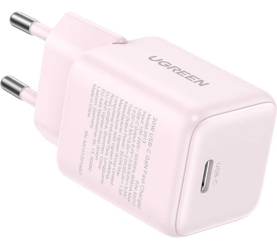 Сетевое зарядное устройство UGREEN X513 65011 30W USB-C GaN Fast Charger EU. Цвет: розовый 65011_ 1
