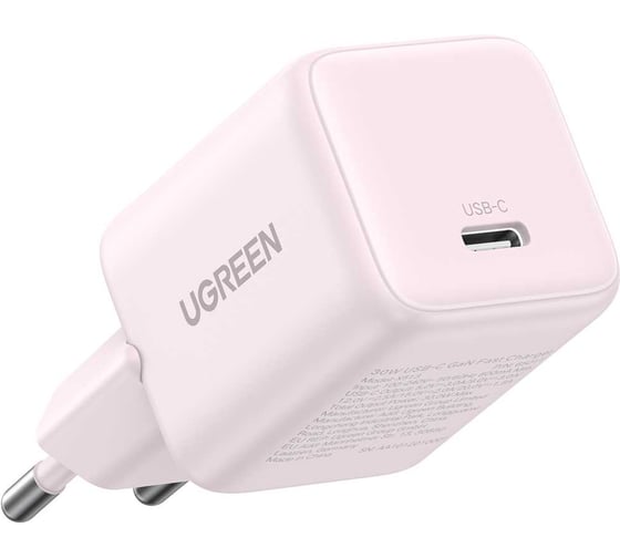 Сетевое зарядное устройство UGREEN X513 65011 30W USB-C GaN Fast Charger EU. Цвет: розовый 65011_
