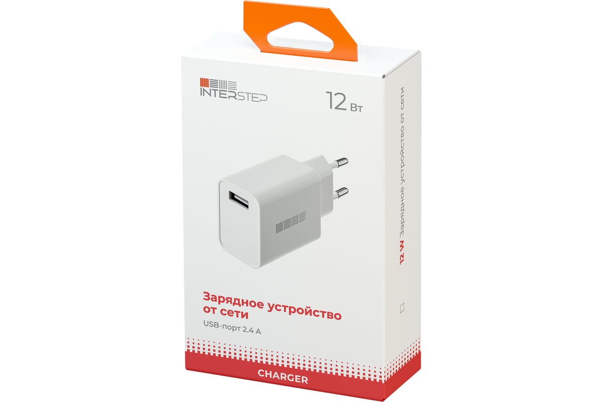 Зарядное устройство InterStep от сети NEW RT:1USB ток 2A, белый 73007 ...