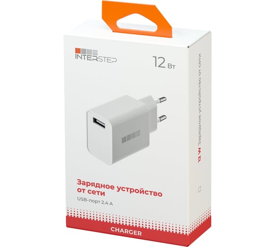 Зарядное устройство InterStep от сети NEW RT:1USB ток 2A, белый 73007