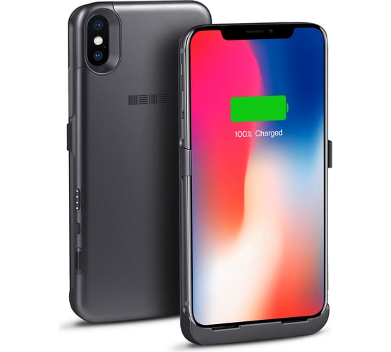 Чехол-аккумулятор Interstep для iPhone XS/X 3000мАч Sp. Gray, B201, 56546