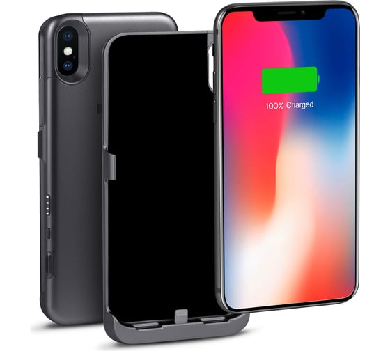 Чехол-аккумулятор Interstep для iPhone XS/X 3000мАч Sp. Gray, B201, 56546