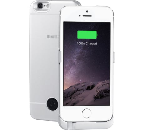 Чехол-аккумулятор Interstep 2200мАч Li-Pol для iPhone 5/5S/SE Silver, B201, 45546