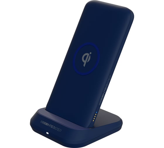 Внеший аккумулятор InterStep 10000мАч Qi 10Вт TypeC PD док станция синий 65363