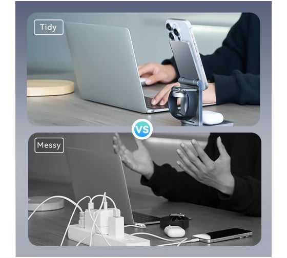 Беcпроводное зарядное устройство 3 в 1 VENTION с MagSafe, серый FGFH0