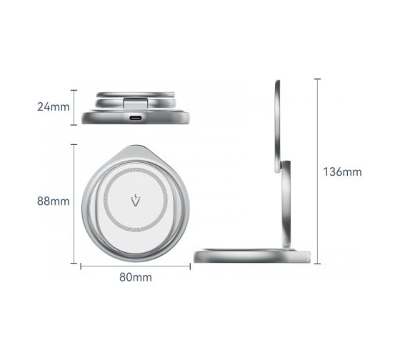 Беcпроводное зарядное устройство 3 в 1 VENTION с MagSafe, серебристый FGEI0