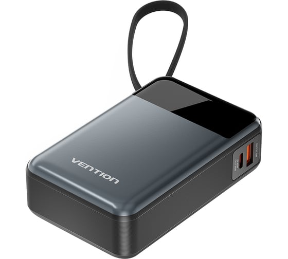Power Bank VENTION 20000mAh (USB-C + USB-C/USB-A) со встроенным кабелем 65W с LED-дисплеем FHYB0