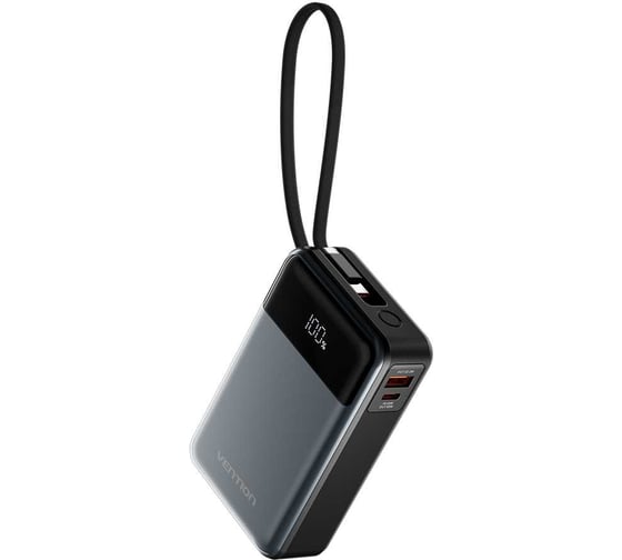 Power Bank VENTION 20000mAh (USB-C + USB-C/USB-A) со встроенным кабелем 65W с LED-дисплеем FHYB0