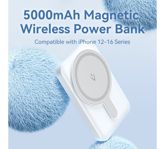 Беспроводной Power Bank VENTION Magnetic 5000mAh (USB-C + USB-C + Wireless) 20W белый FHSW0