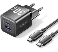 Набор для зарядки VENTION GaN 30W з/у 2 порта USB (C + A) и кабель USB-C 3А черный TZ-FEQB0-EU-01