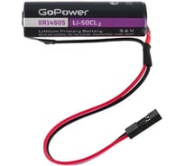 Батарейка GoPower ER14505 PC1 Li-SOCl2 3.6V 2600mAh с коннектором 2.54мм Dupont 00-00031776