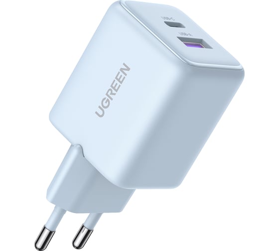 Сетевое зарядное устройство UGREEN X516 65016 30W 2-Port USB-CUSB-A GaN Fast Charger EU, голубой 65016_
