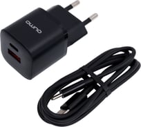 Сетевое зарядное устройство QUMO Energy PD 20Вт (модель 0109), Type-C PD + USB-A QC3.0,+ кабель 1м. Type-C на Type-C, черный 52743