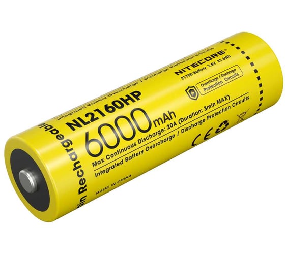 Аккумулятор NITECORE NL2160HP Li-ion, 3.6 В, 6000 мАч, 21.6 Втч, 20 А 0553