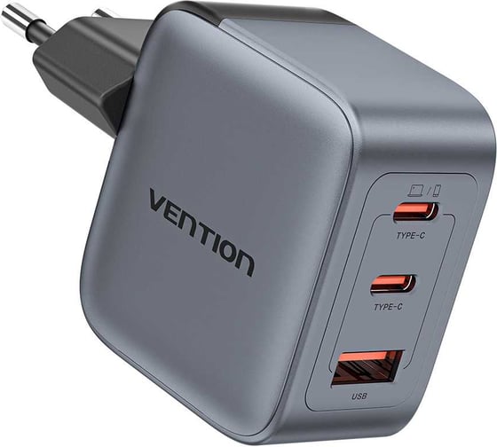 Сетевое зарядное устройство VENTION на 3 порт USB С+C+A GaN 70W Серый FEXH0-EU