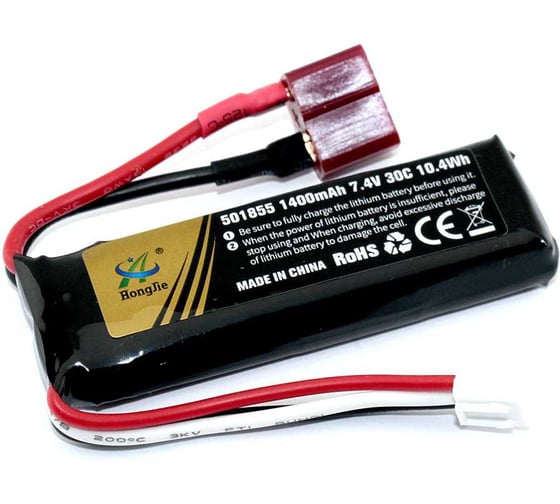 Аккумулятор AMPERIN Li-Pol 7.4v 501855 1400mah разъем T-plug 097000
