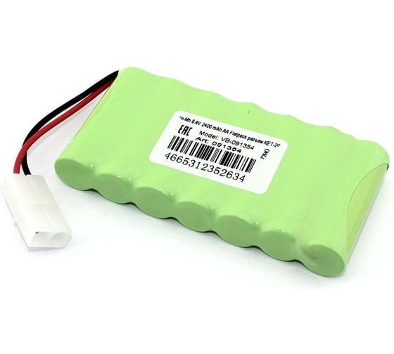 Аккумулятор AMPERIN Ni-Mh 8.4V 2400 mAh AA Flatpack разъем KET-2P 091354 1