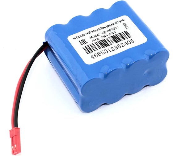 Аккумулятор AMPERIN Ni-Cd 9.6V 1400 mAh AA Row разъем JST (4+4) 091331 1