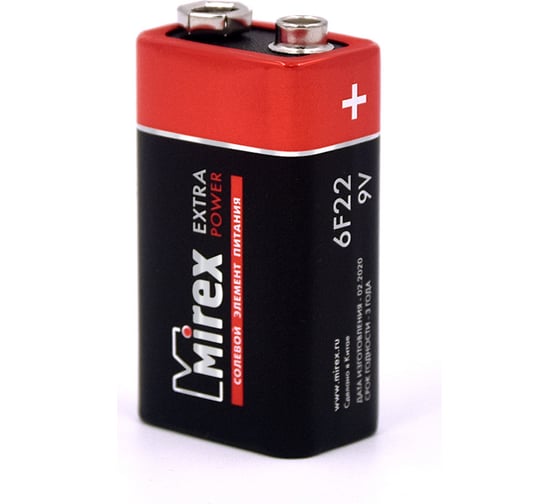 Солевая батарея Mirex 6F22 / Крона 9V 1 шт shrink 23702-6F22-S1