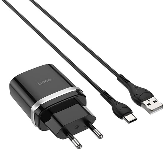 Зарядное устройство Hoco c12Q Smart QC3.0, кабель Type-C, один порт USB, 5V, 3.0A, черный 820516