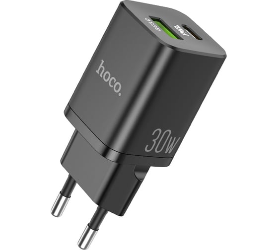 Зарядное устройство Hoco N13 Bright PD30W+QC3.0 два порта 1*USB-A, 1*Type-C, черный 801173 1