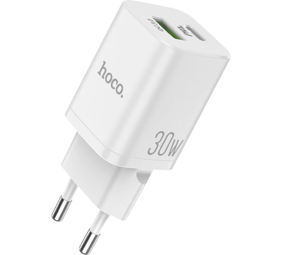 Зарядное устройство Hoco N13 Bright PD30W+QC3.0 два порта 1*USB-A, 1*Type-C, белый 801174