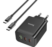 Зарядное устройство Hoco N18 Phenomenon 65W три порта 1*USB-A, 2*Type-C GaN, черный  801167