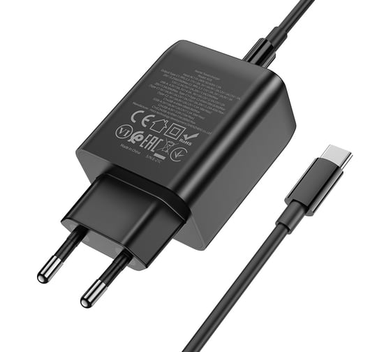 Зарядное устройство Hoco N18 Phenomenon 65W три порта 1*USB-A, 2*Type-C GaN, черный  801167
