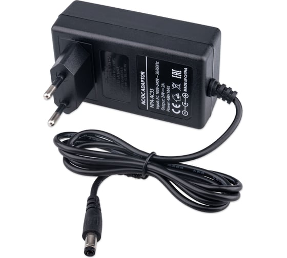 Блок питания Gembird 24В/2А, 48Вт, 1 штекер 5.5х2.5мм, черный NPA-AC33 1