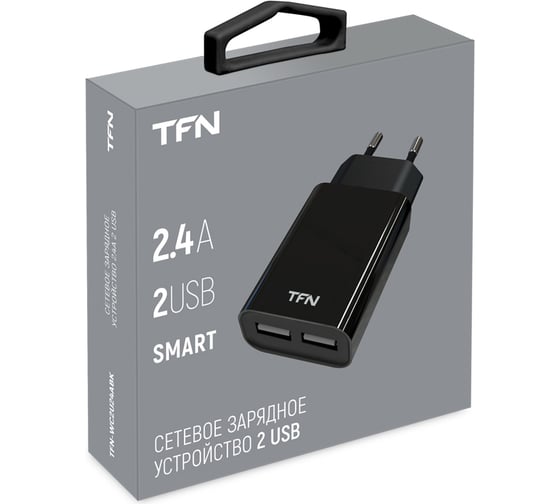 Сетевое зарядное устройство TFN 2USB 2.4A, черное TFN-WC2U24ABK