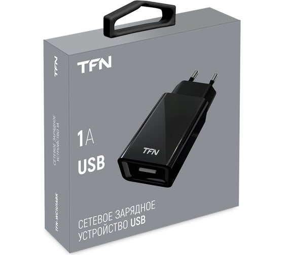 Сетевое зарядное устройство TFN без кабеля 1A, черное TFN-WC1U1ABK