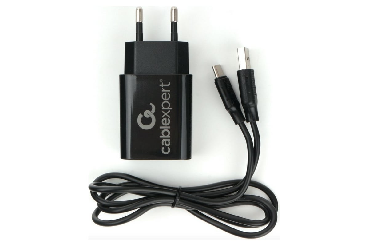 Адаптер питания Cablexpert USB 2 порта, 2.4A, черный + кабель 1м Type-C  MP3A-PC-37 - выгодная цена, отзывы, характеристики, фото - купить в Москве  и РФ