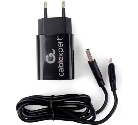 Адаптер питания Cablexpert USB 2 порта, 2.4A, черный + кабель 1м micro MP3A-PC-35