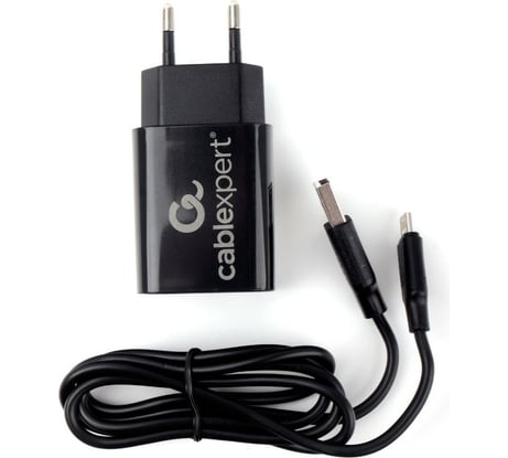 Адаптер питания Cablexpert USB 2 порта, 2.4A, черный + кабель 1м lightning MP3A-PC-36