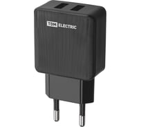 Сетевое зарядное устройство TDM ELECTRIC ELECTRIC СЗУ 4, 2,1 А, 2 USB, черный, SQ1810-0021