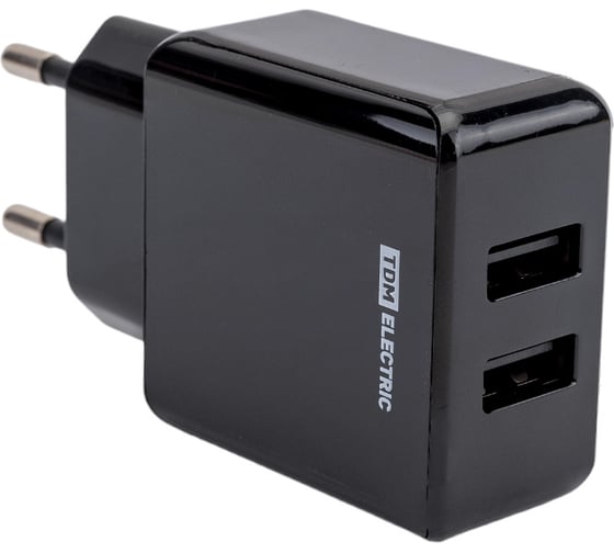Сетевое зарядное устройство TDM ELECTRIC ELECTRIC СЗУ 4, 2,1 А, 2 USB, черный, SQ1810-0021
