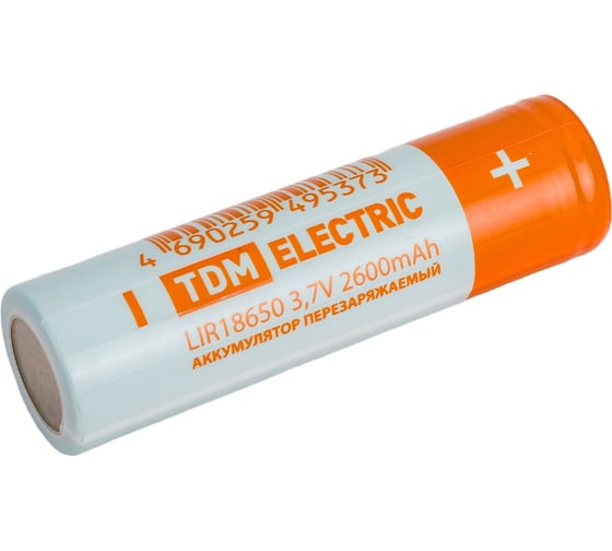 Аккумулятор TDM ELECTRIC LIR18650 3,7 В 2600 мА*ч Li-Ion, термоусад., SQ1702-0087