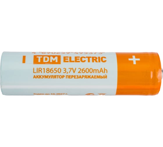 Аккумулятор TDM ELECTRIC LIR18650 3,7 В 2600 мА*ч Li-Ion, термоусад., SQ1702-0087