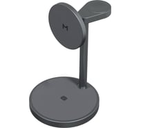 Беспроводное зарядное устройство 3 в 1 Base для Apple MAGSSORY с магнитами с поддержкой Qi2 Midnight WCH012m