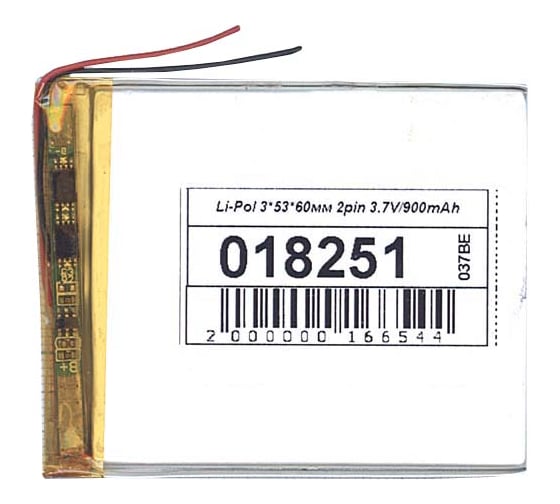 Аккумулятор Li-Pol (батарея) Amperin 3*53*60мм 2pin 3.7V/900mAh 18251 1
