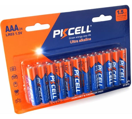 Щелочной/алкалиновый элемент питания PKCELL тип - AAA 24 шт в блистере LR03-24B