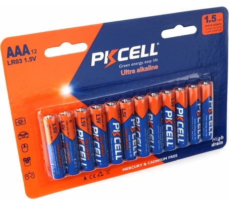 Щелочной/алкалиновый элемент питания PKCELL тип - AAA 12 шт в блистере LR03-12B