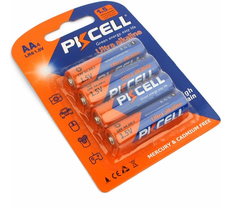 Щелочной/алкалиновый элемент питания PKCELL тип - AA 4 шт в блистере LR6-4B